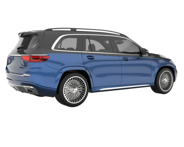 Modern bir arka görüşe sahip mavi lüks bir cip. 3d oluşturma