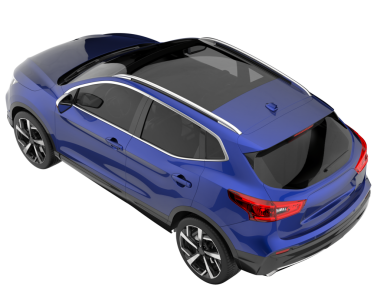 Arka planda modern bir araba. 3d oluşturma