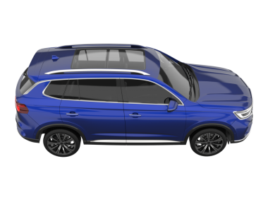 Mavi arazi aracı beyaz arka planda izole edilmiş. 3d oluşturma