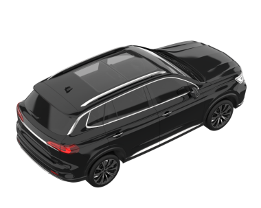 Gerçekçi modern SUV arabası siyah arka planda izole edilmiş. 3d oluşturma
