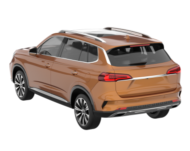 Gerçekçi bir SUV arabası. Ön manzara. 3d oluşturma