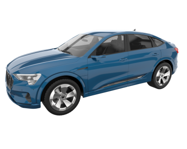 Gerçekçi mavi araba beyazda izole edilmiş. 3d oluşturma