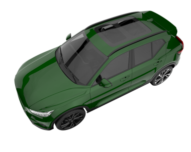 Yeşil araba arka planda izole edildi. 3D görüntüleme - illüstrasyon