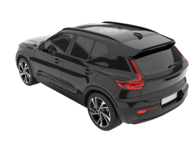 Siyah lüks SUv beyaz arka planda izole edildi