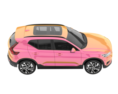 Beyaz arka planda izole edilmiş pembe spor araba