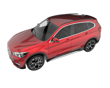 Bir SUV 'un 3 boyutlu görüntüsü beyaz renkte izole edilmiş..