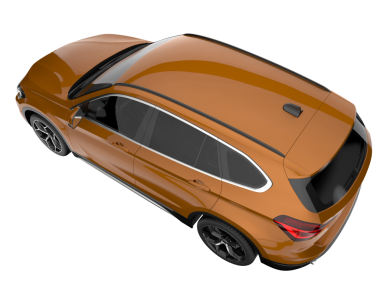 Beyaz arka planda modern turuncu araba 3 boyutlu.