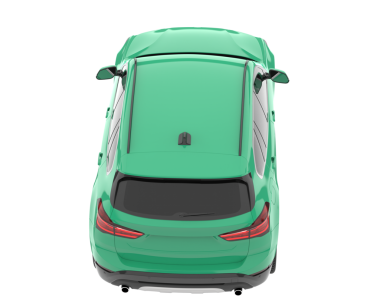 Beyaz arka planda yeşil araba. 3d illüstrasyon