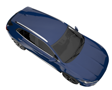 Gri arkaplanda mavi modern araba kenarı görünümü