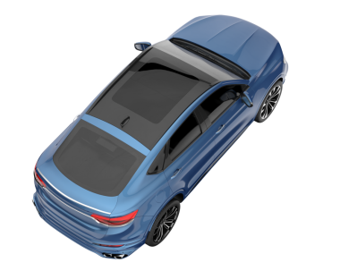 Arkadan gören mavi, modern bir araba. yan görünüm.