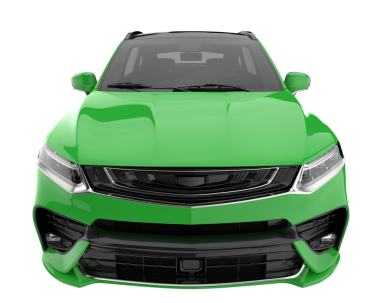 Beyaz arka planda yeşil spor araba