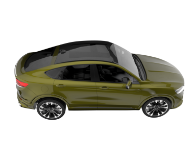 Beyaz arka planda modern lüks SUV. Üst Manzara. 3d oluşturma