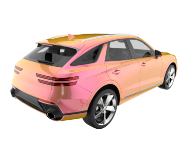 pembe modern araba beyaz arka planda izole edilmiş