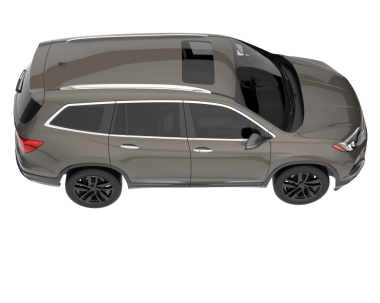 Gri arka planda bir araba. 3d oluşturma.