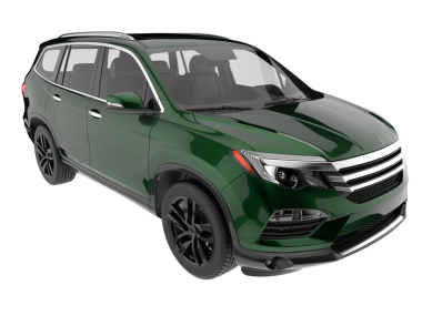 Beyaz arka planda yeşil çizgili modern bir cip. 3 Boyutlu Hazırlama