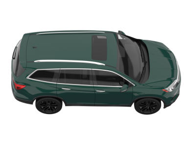 Yeşil araba arka planda izole edildi. 3D görüntüleme - illüstrasyon