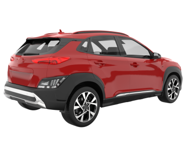 kırmızı kompakt araba beyaz arkaplanda izole edildi.