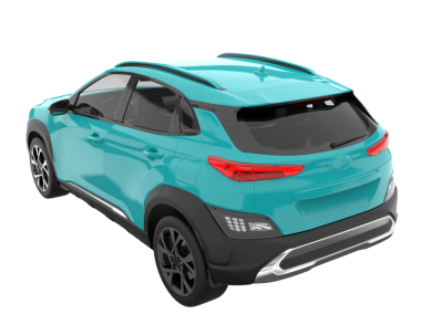 Arka planda izole edilmiş gerçekçi modern araba. 3d oluşturma