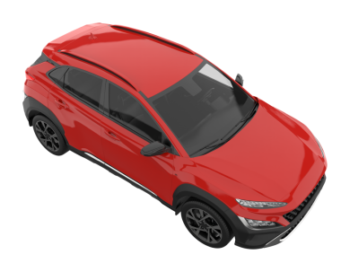 Kırmızı araba beyaz arka planda izole edildi. 3 boyutlu görüntüleme - illüstrasyon