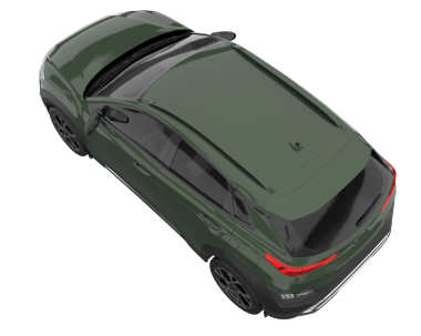 Stüdyo ortamında beyaz arka planda izole edilmiş markasız bir SUV 'un 3 boyutlu görüntüsü.