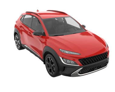 Gerçekçi araba izole edildi. 3 boyutlu görüntüleme - kenar görünüm