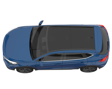 Modern mavi araba beyaz arka planda izole edilmiş. 3d oluşturma