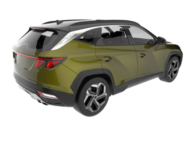 Modern SUV arabası beyaz arka planda izole edilmiş. 3d oluşturma