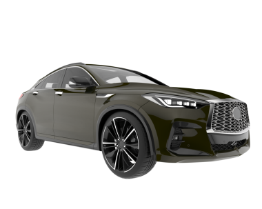 Modern araba arka planda izole edilmiş. 3D görüntüleme - illüstrasyon