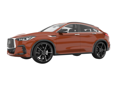 Beyaz arka planda modern bir araba. 3d oluşturma