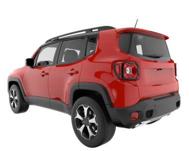 Beyaz arka planda kırmızı SUV arabası. 3d oluşturma.