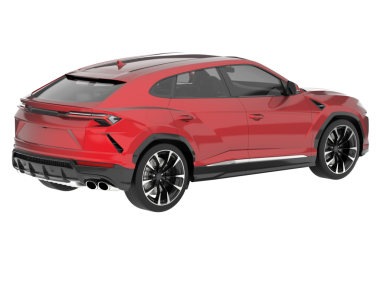 Beyaz arka planda modern bir araba. 3d oluşturma