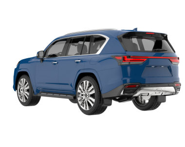 Gölgeli beyaz arka planda modern SUV - 3 boyutlu illüstrasyon