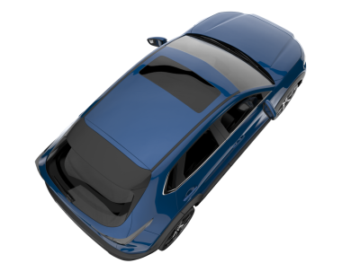 Mavi arka planı olan bir araba. 3 boyutlu illüstrasyon. 3d oluşturma