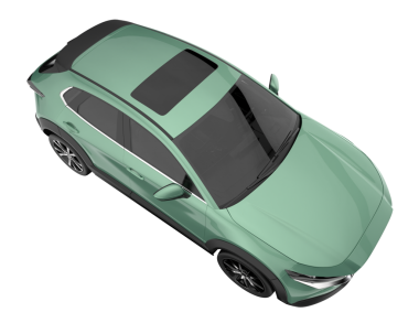 gerçekçi yeşil arabanın 3 boyutlu görüntüsü