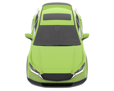 Yeşil modern araba izole edilmiş. Ön manzara. 3d oluşturma