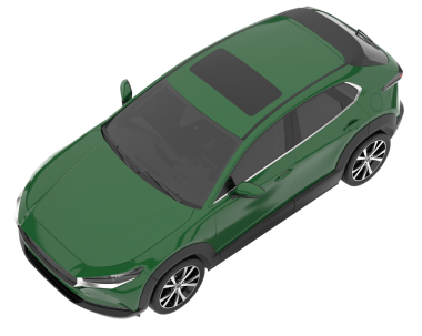 Beyaz arka planda lüks bir arabanın 3 boyutlu görüntüsü