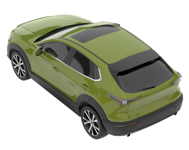 Beyaz arka planda izole edilmiş bir araba - 3 boyutlu illüstrasyon