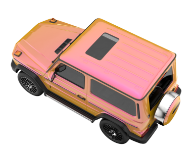 Siyah arka planda pembe bir araba..