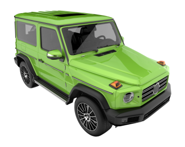 Yeşil premium modern araba beyaz arka planda izole. 3d oluşturma