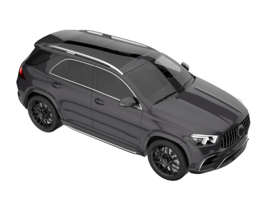 Arka planda izole edilmiş gerçekçi bir SUV aracı. 3D görüntüleme - illüstrasyon