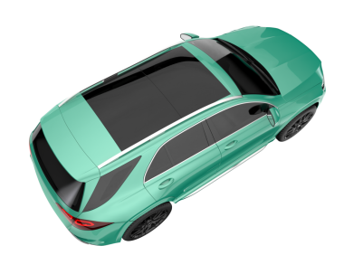 yeşil araba beyaz arka planda izole edildi. 3 boyutlu görüntüleme - illüstrasyon