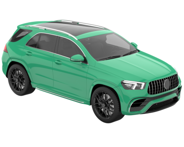 Yeşil araba, beyaz arka planda izole edilmiş modern sedan. Yüksek kalite çizim. 3d oluşturma