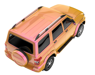 Siyah arkaplandaki bir arabanın 3 boyutlu canlandırması