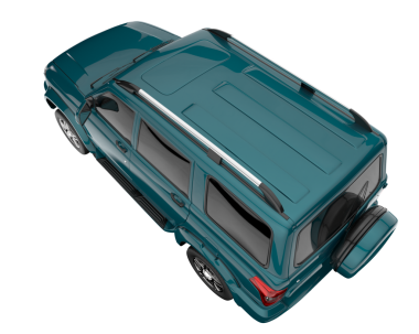 SUV aracı siyah arkaplanda izole edildi