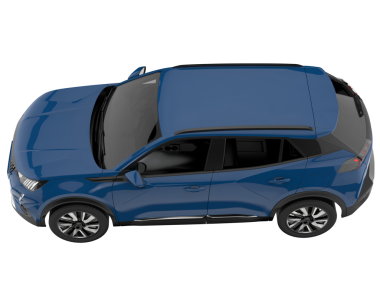 Arka tarafı mavi araba. 3d oluşturma