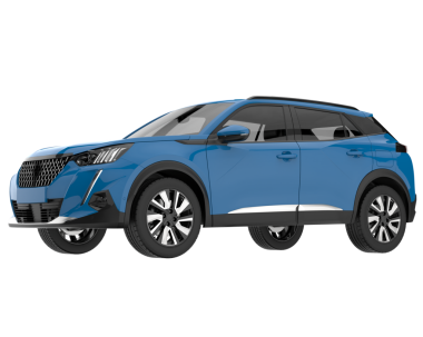 modern kompakt araba - mavi cip - beyaz arkaplanda izole - ön ve arka görünüm.