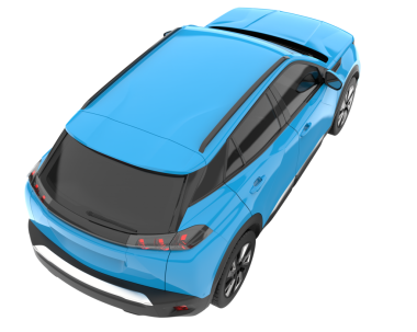 Gerçekçi mavi araba manzarası beyaz arka planda izole edilmiş. vektör illüstrasyonu.