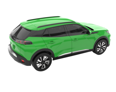 Beyaz arkaplanda yeşil SUV arabası