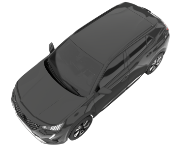 Beyaz arkaplanda siyah arabanın 3 boyutlu canlandırması