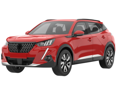 Kırmızı SUV arabası beyaz arka planda izole edildi. 3 boyutlu görüntüleme - 3 boyutlu.